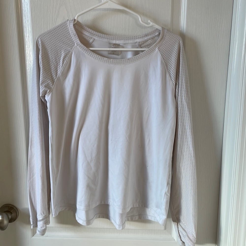 Calia by Carrie Underwood Dri-fit mesh long sleeve top, White, S